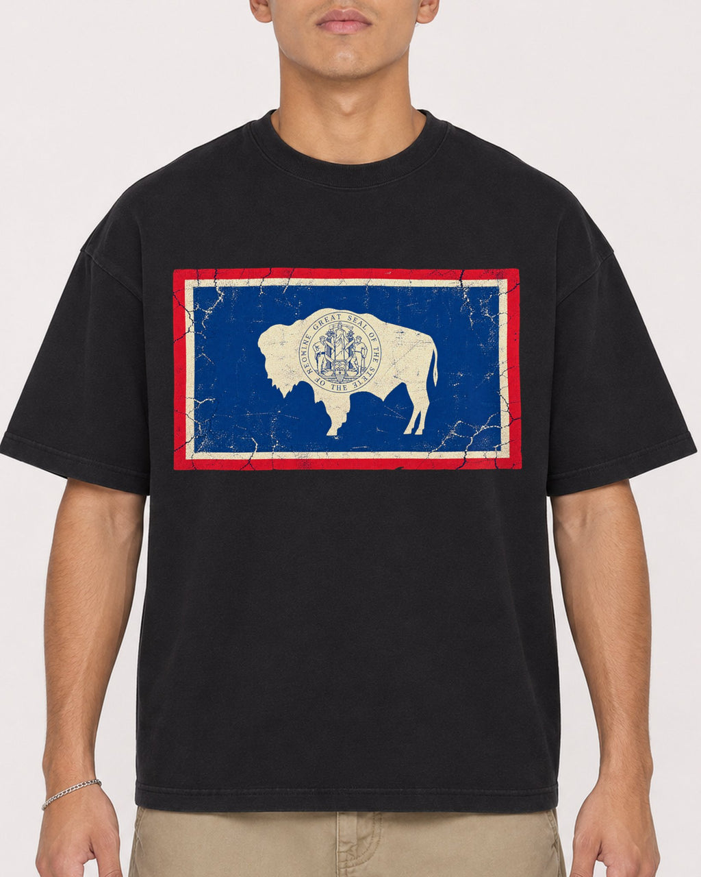 Mockup Boxy Heavyweight Tee Black male close-up 16