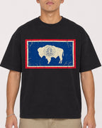 Mockup Boxy Heavyweight Tee Black male close-up 16