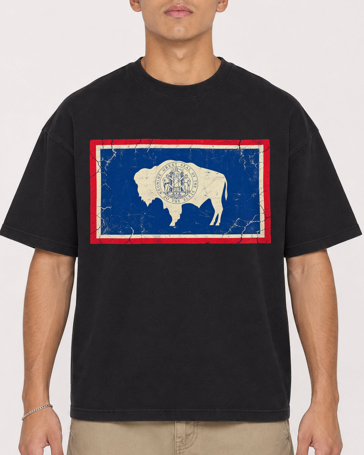 Mockup Boxy Heavyweight Tee Black male close-up 16