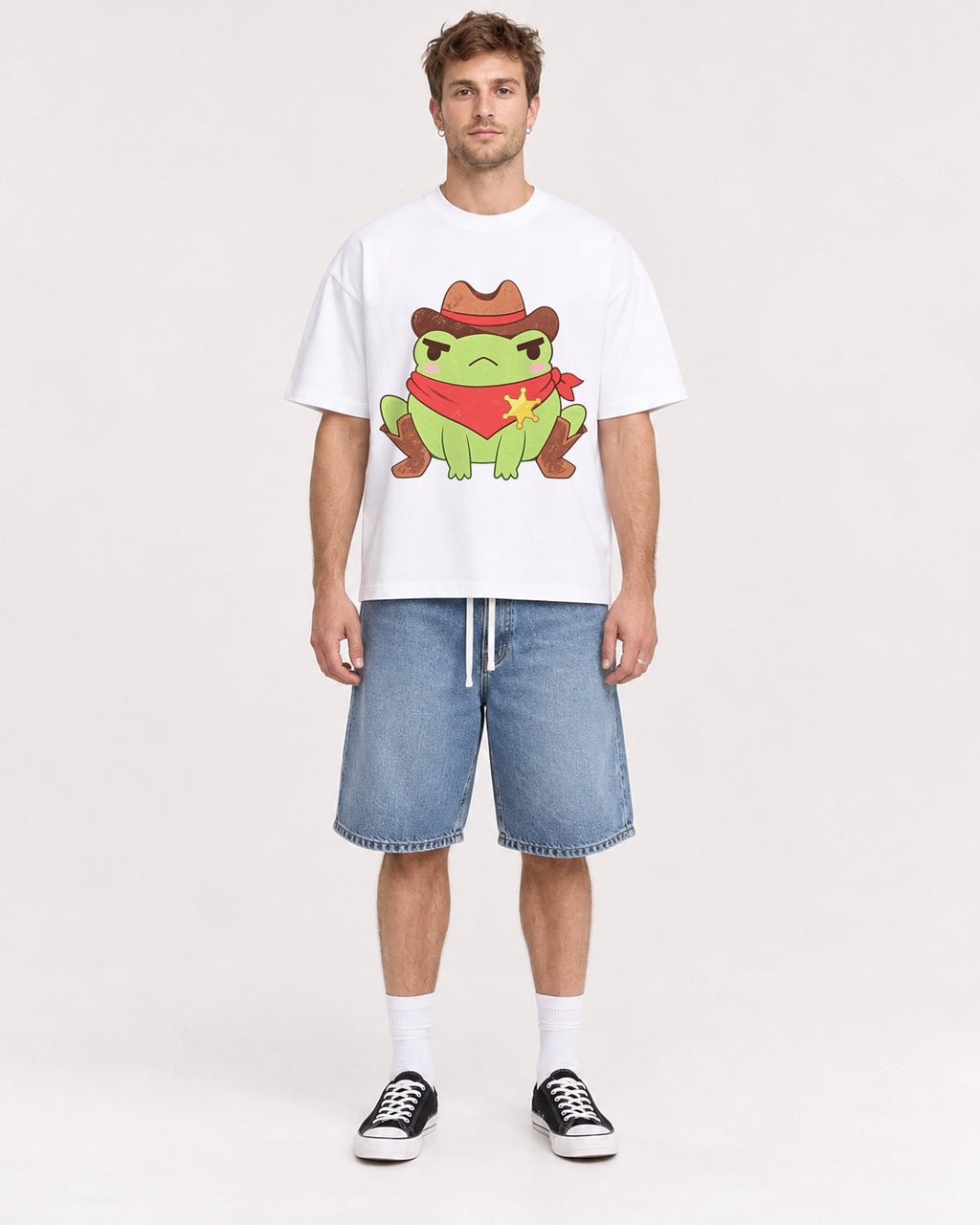 Mockup Boxy Heavyweight Tee White male full-body 08