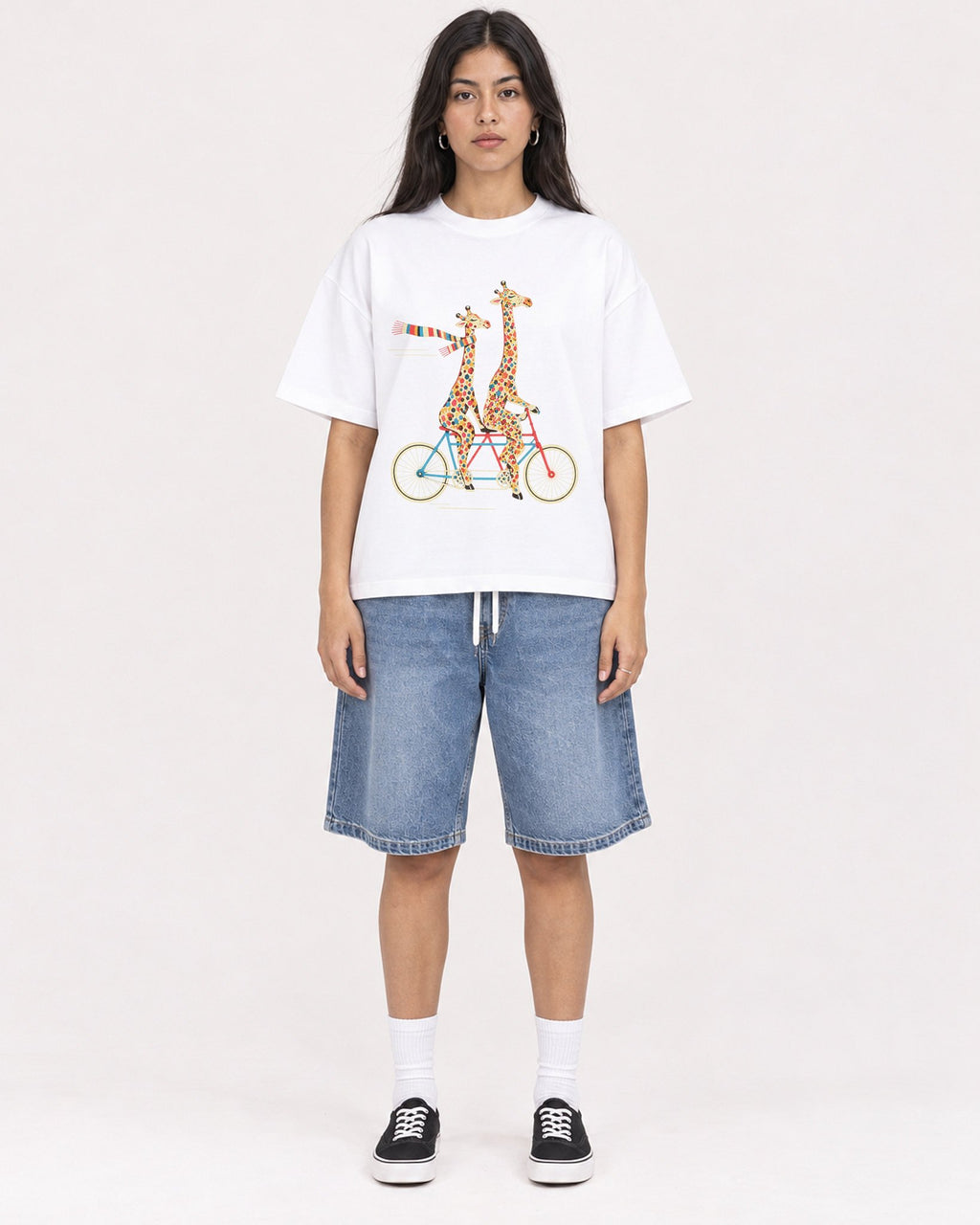 Mockup Boxy Heavyweight Tee White female full-body 46