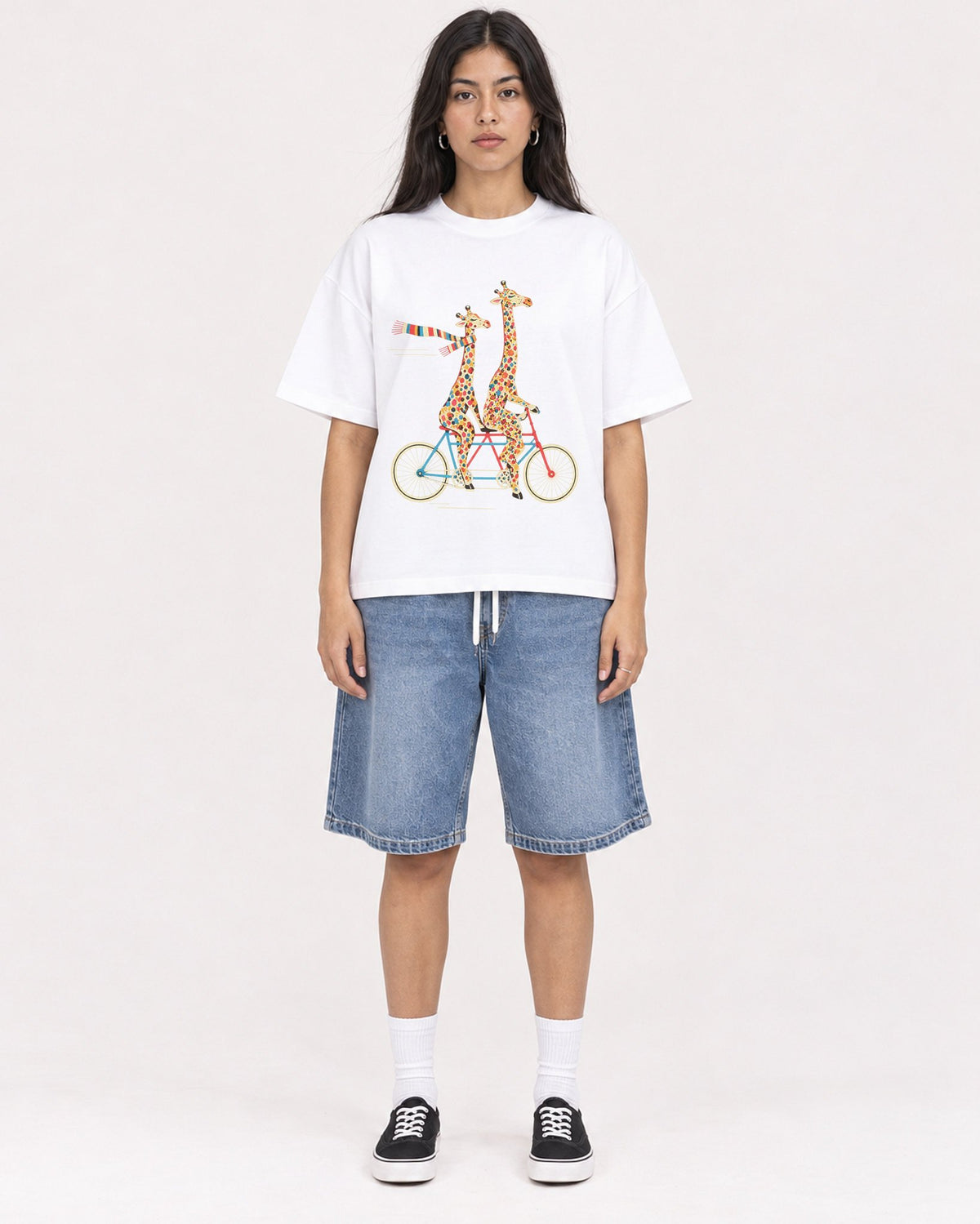 Mockup Boxy Heavyweight Tee White female full-body 46