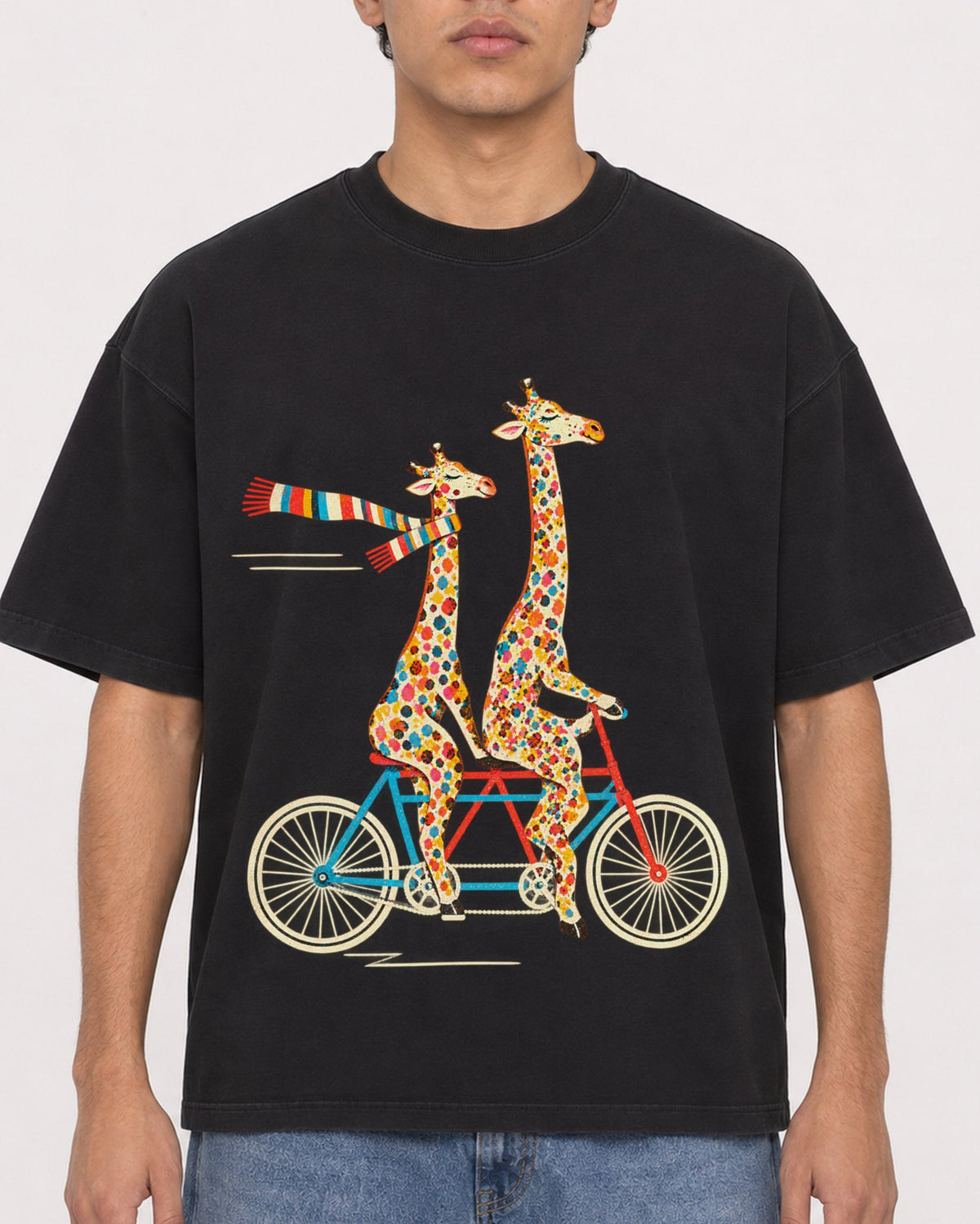Mockup Boxy Heavyweight Tee Black male close-up 46