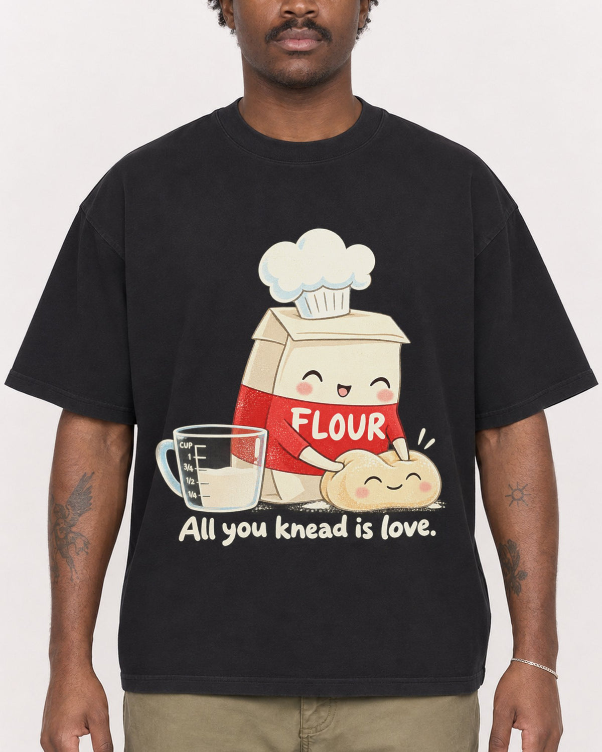 Mockup Boxy Heavyweight Tee Black male close-up 24