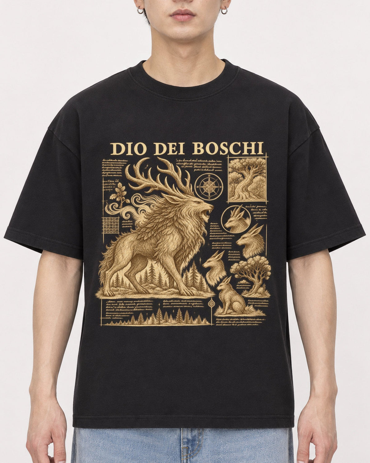 Mockup Boxy Heavyweight Tee Black male close-up 01