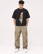 Mockup Boxy Heavyweight Tee Black male full-body 20