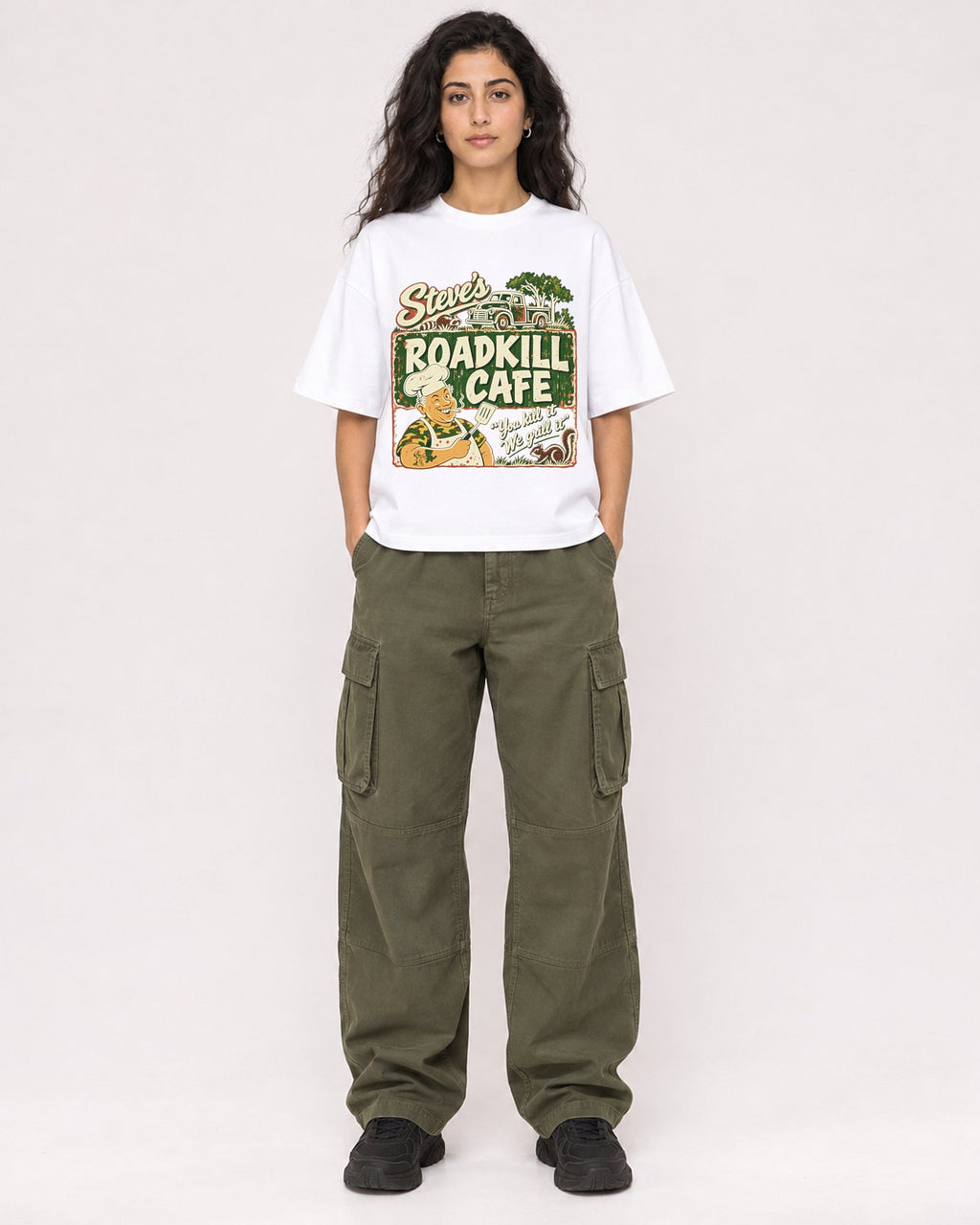Mockup Boxy Heavyweight Tee White female full-body 07