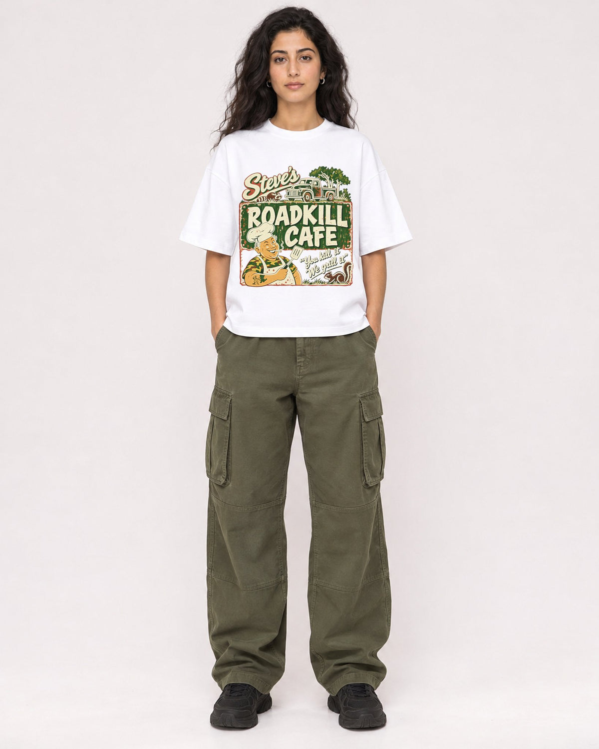 Mockup Boxy Heavyweight Tee White female full-body 07