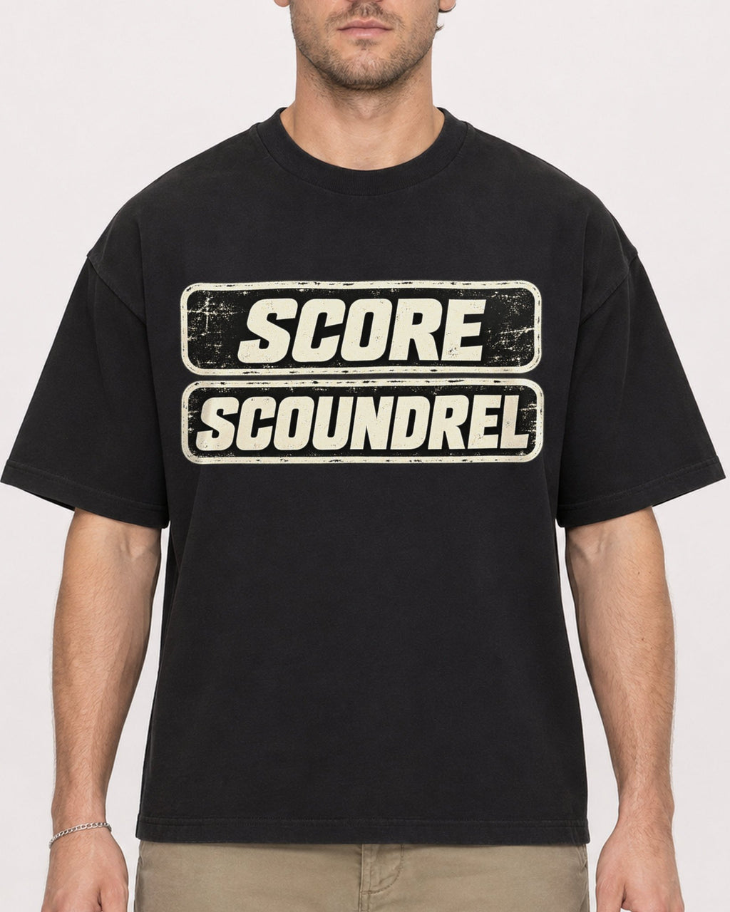 Mockup Boxy Heavyweight Tee Black male close-up 08