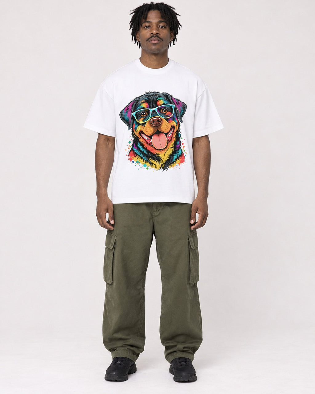 Mockup Boxy Heavyweight Tee White male full-body 04