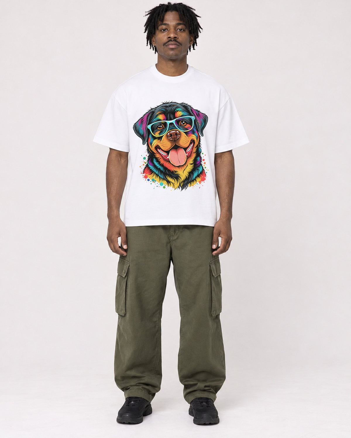 Mockup Boxy Heavyweight Tee White male full-body 04