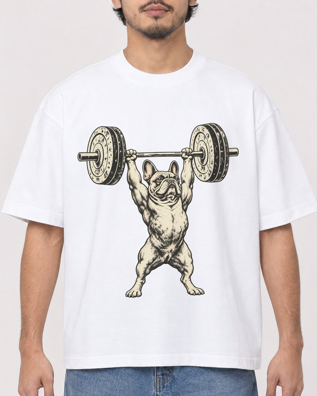 Mockup Boxy Heavyweight Tee White male close-up 02