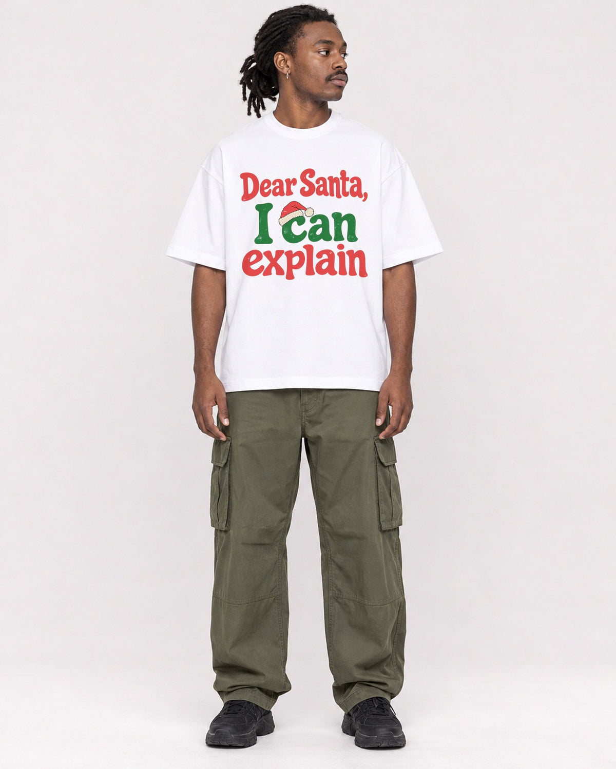 Mockup Boxy Heavyweight Tee White male full-body 34