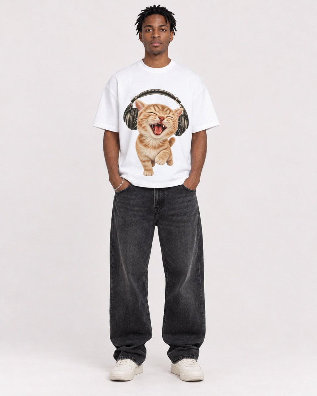 Mockup Boxy Heavyweight Tee White male full-body 05