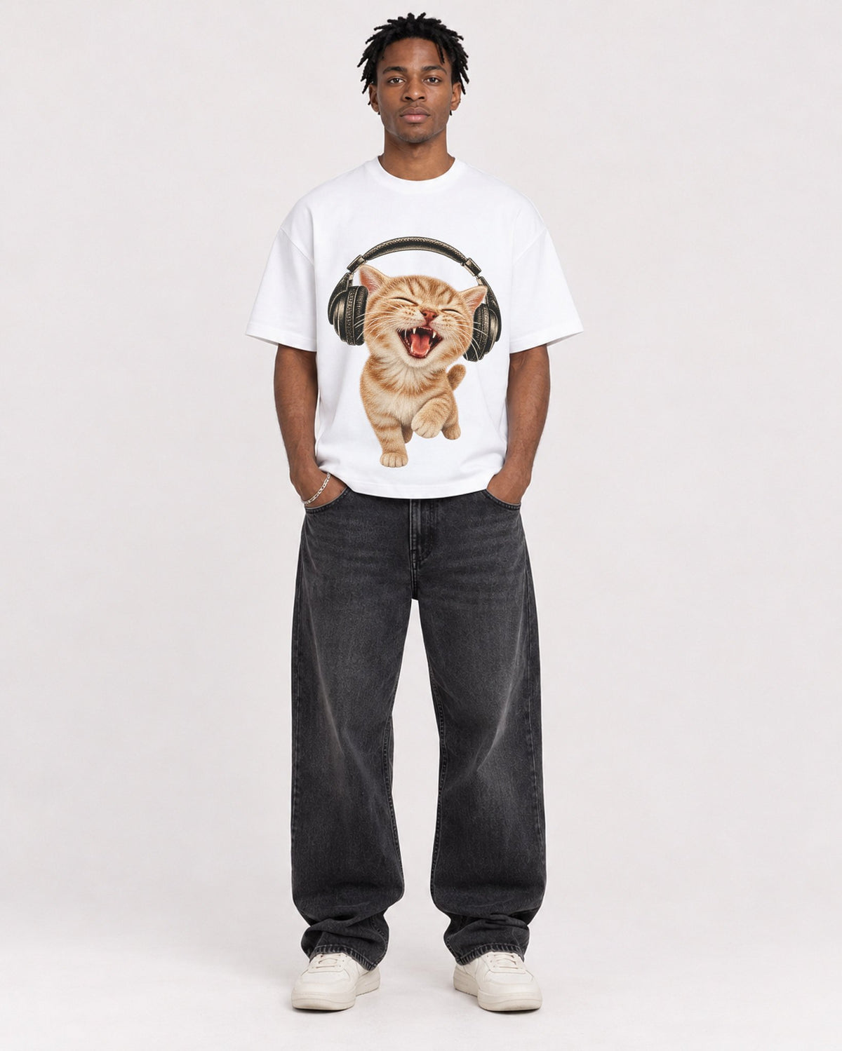 Mockup Boxy Heavyweight Tee White male full-body 05