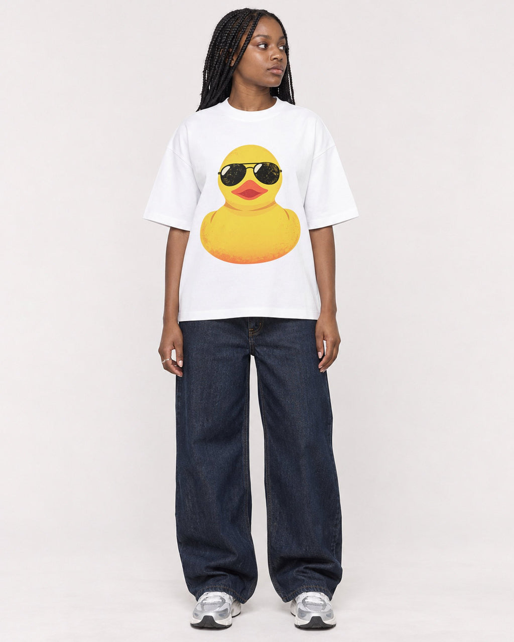 Mockup Boxy Heavyweight Tee White female full-body 04