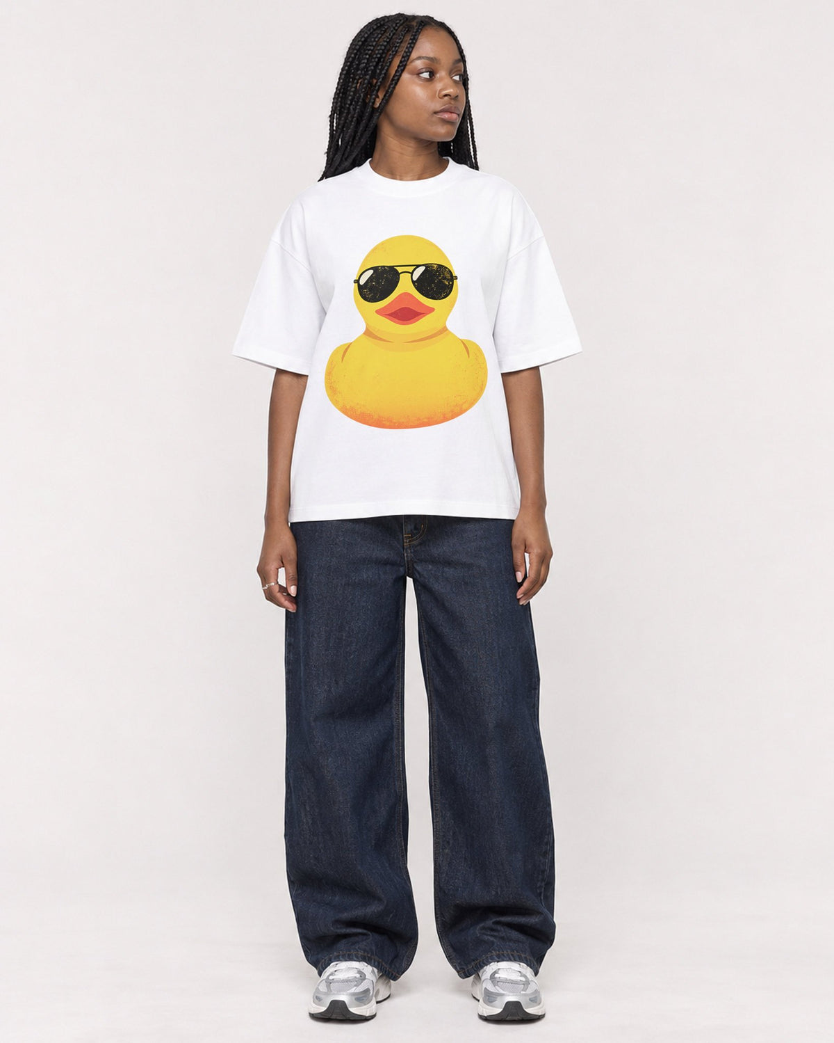 Mockup Boxy Heavyweight Tee White female full-body 04
