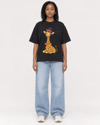 Mockup Boxy Heavyweight Tee Black female full-body 15