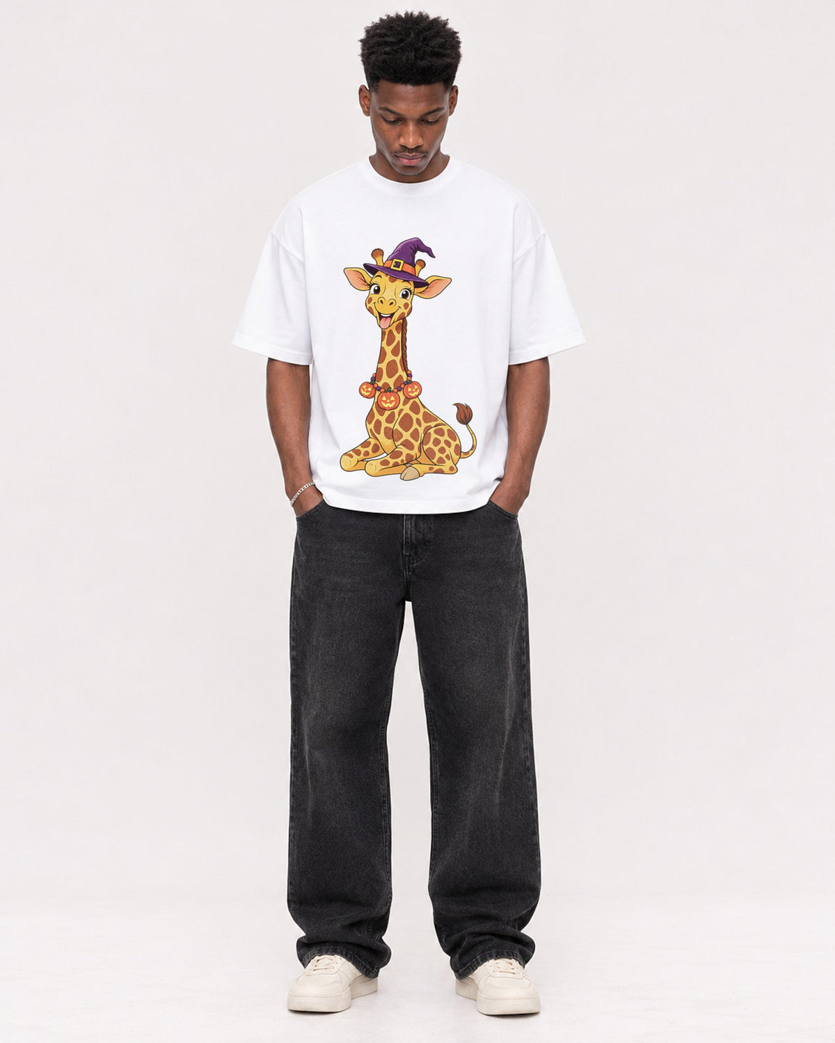 Mockup Boxy Heavyweight Tee White male full-body 15