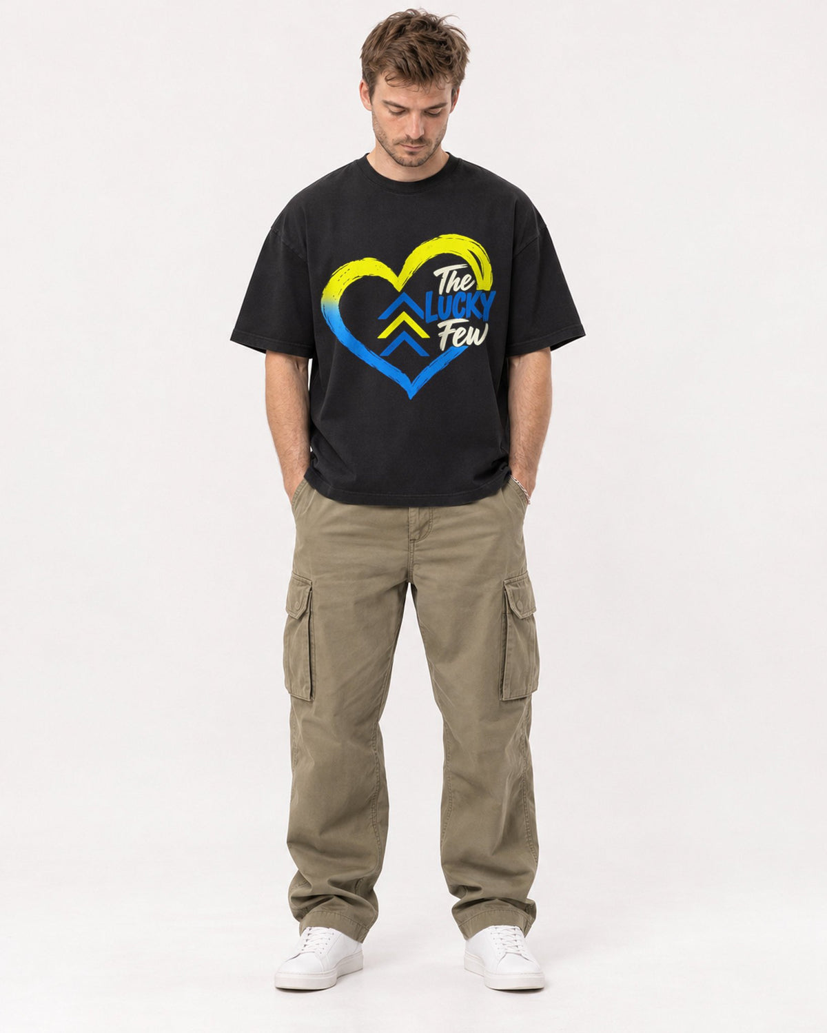 Mockup Boxy Heavyweight Tee Black male full-body 08