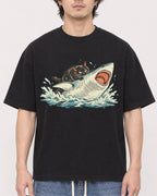 Mockup Boxy Heavyweight Tee Black male close-up 03