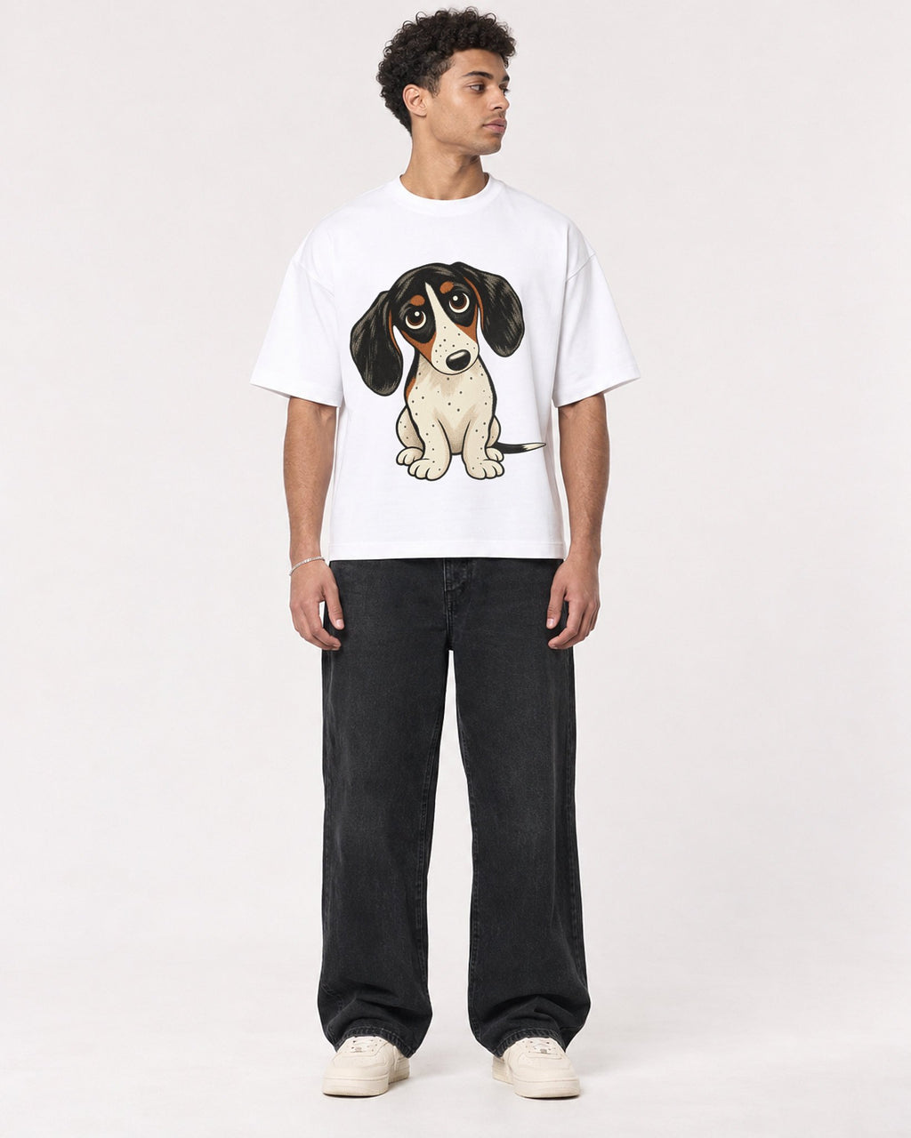 Mockup Boxy Heavyweight Tee White male full-body 10