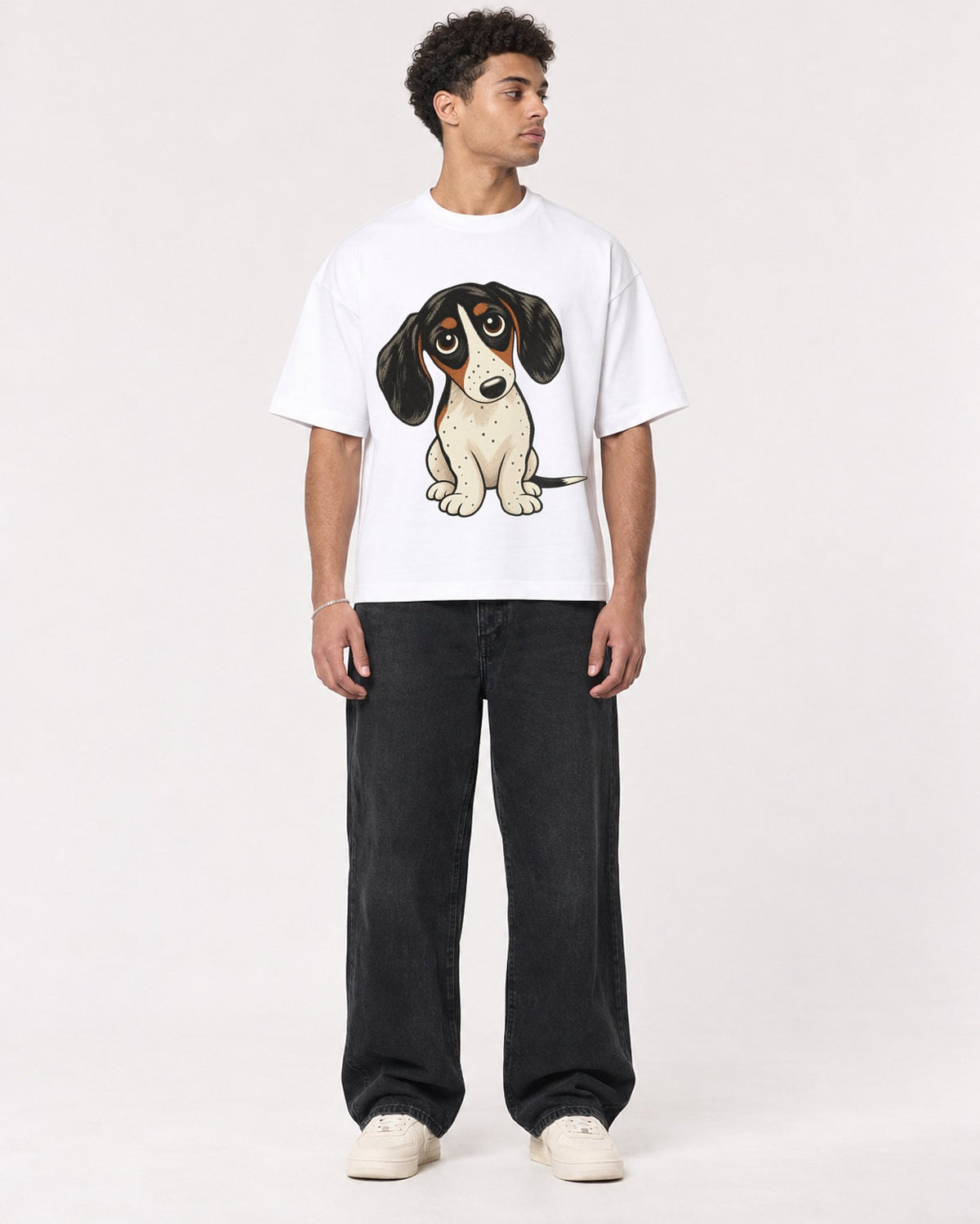 Mockup Boxy Heavyweight Tee White male full-body 10