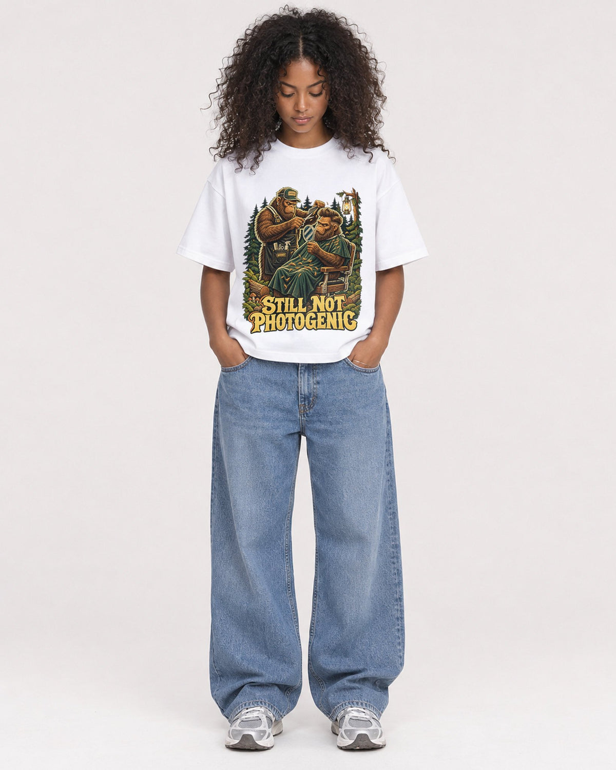 Mockup Boxy Heavyweight Tee White female full-body 05