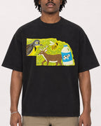 Mockup Boxy Heavyweight Tee Black male close-up 04