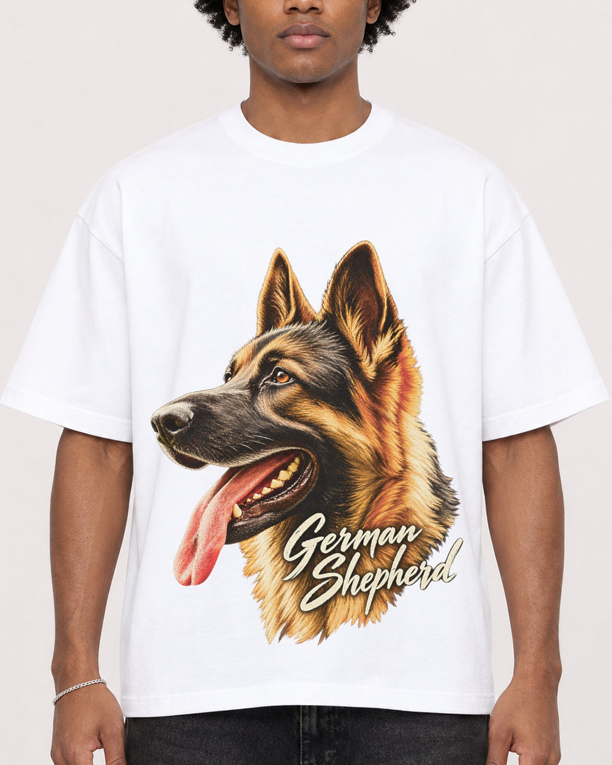 Mockup Boxy Heavyweight Tee White male close-up 45