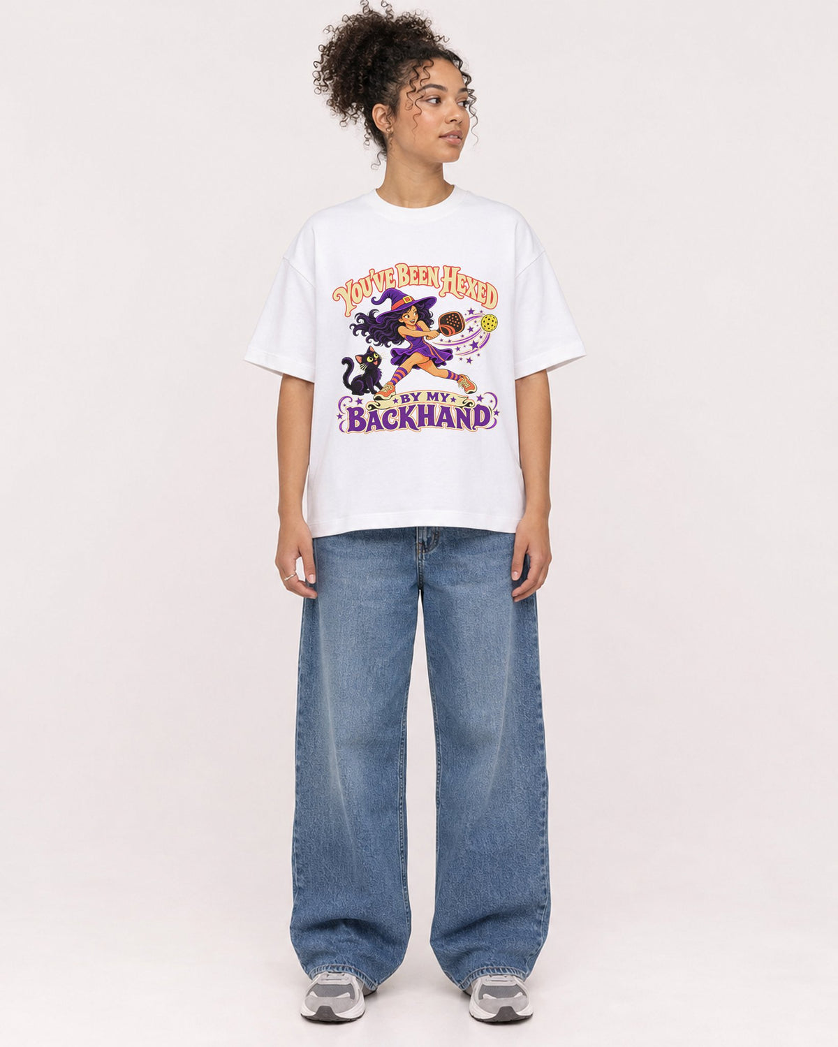Mockup Boxy Heavyweight Tee White female full-body 20