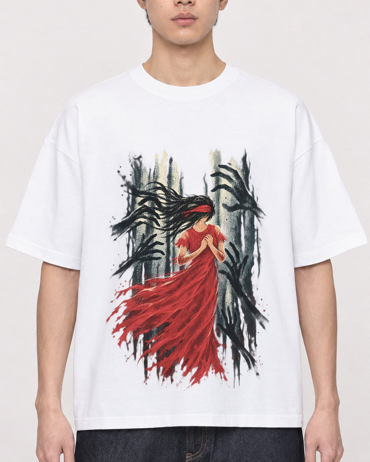 Mockup Boxy Heavyweight Tee White male close-up 01