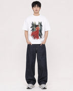 Mockup Boxy Heavyweight Tee White male full-body 01