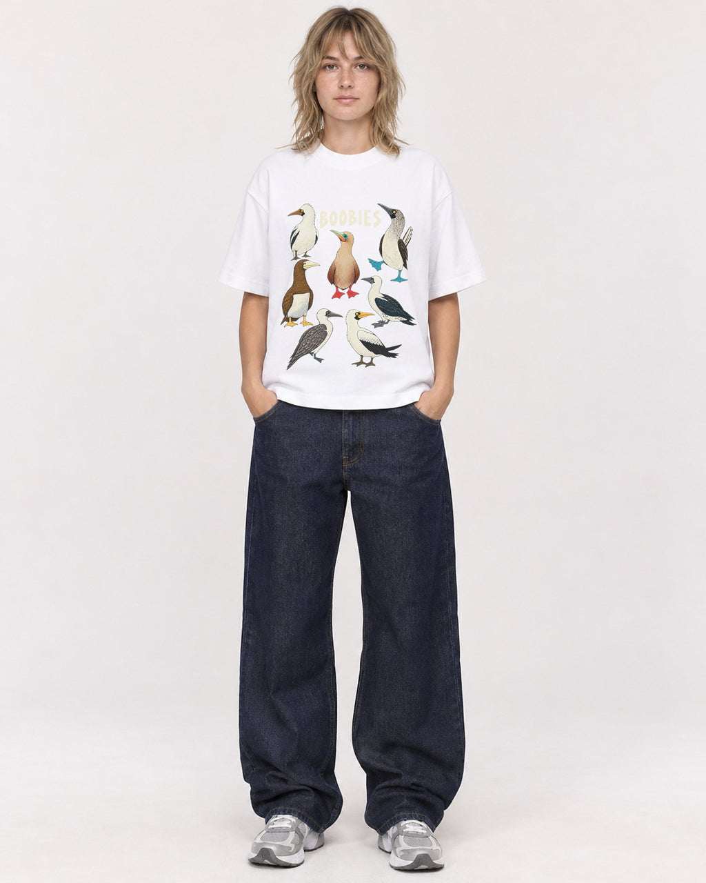 Mockup Boxy Heavyweight Tee White female full-body 19