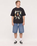 Mockup Boxy Heavyweight Tee Black male full-body 19