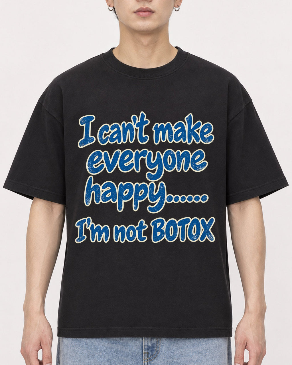 Mockup Boxy Heavyweight Tee Black male close-up 01