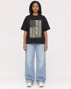 Mockup Boxy Heavyweight Tee Black female full-body 15