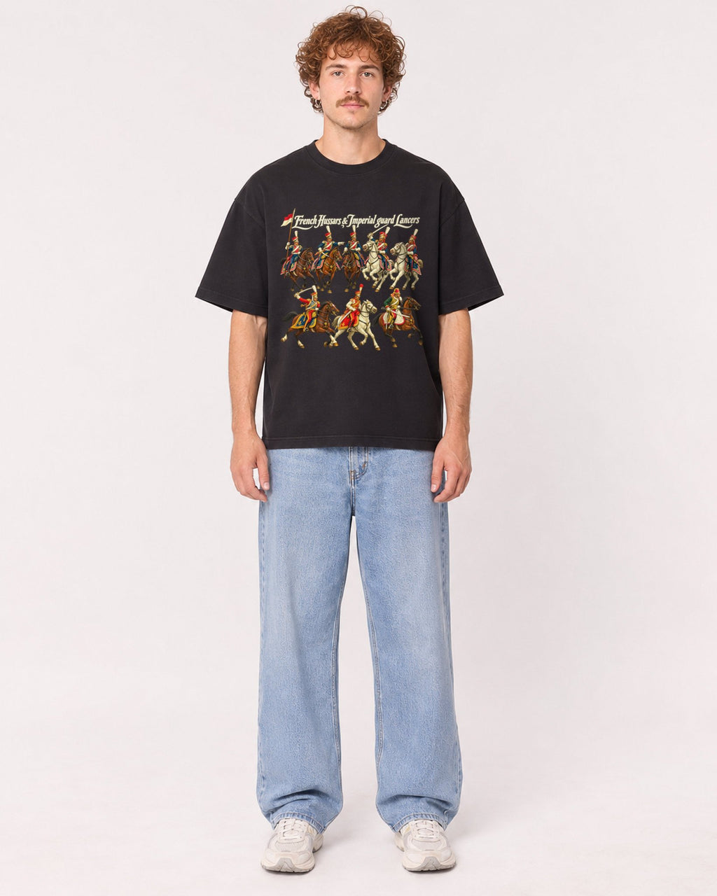 Mockup Boxy Heavyweight Tee Black male full-body 09
