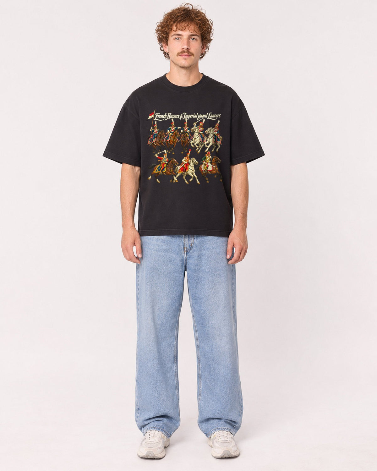 Mockup Boxy Heavyweight Tee Black male full-body 09