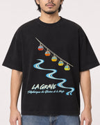 Mockup Boxy Heavyweight Tee Black male close-up 22