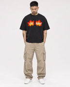 Mockup Boxy Heavyweight Tee Black male full-body 12
