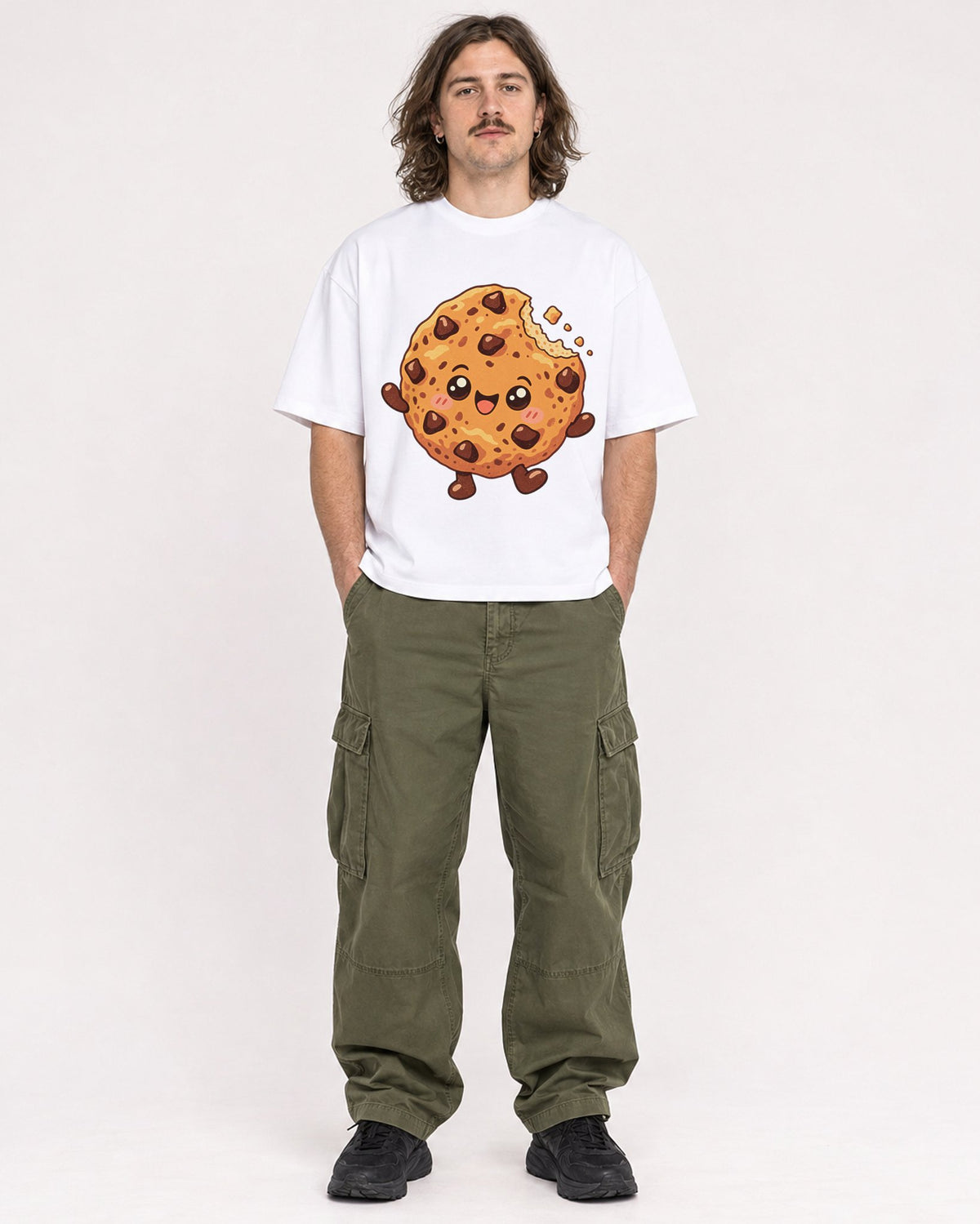 Mockup Boxy Heavyweight Tee White male full-body 49