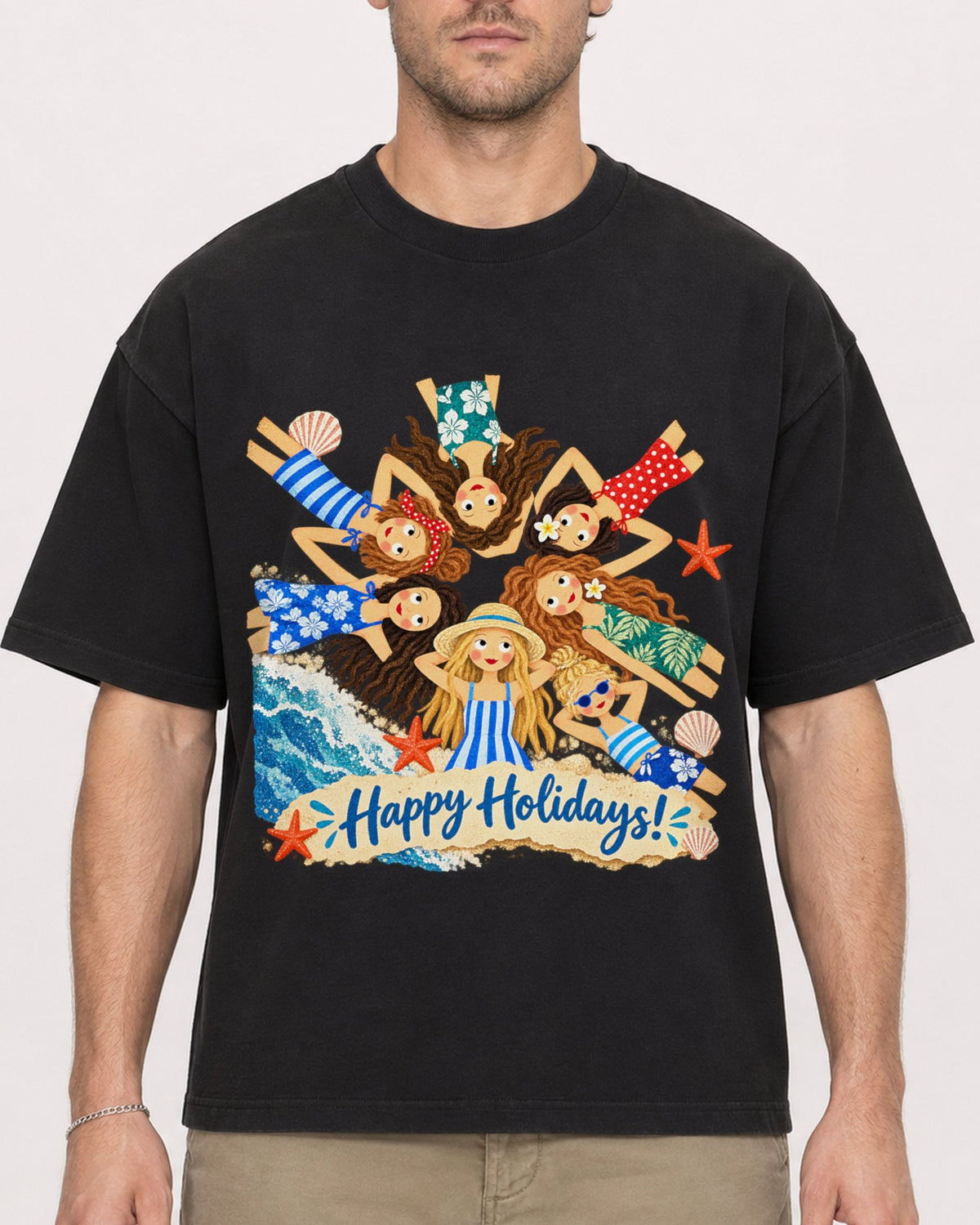 Mockup Boxy Heavyweight Tee Black male close-up 08