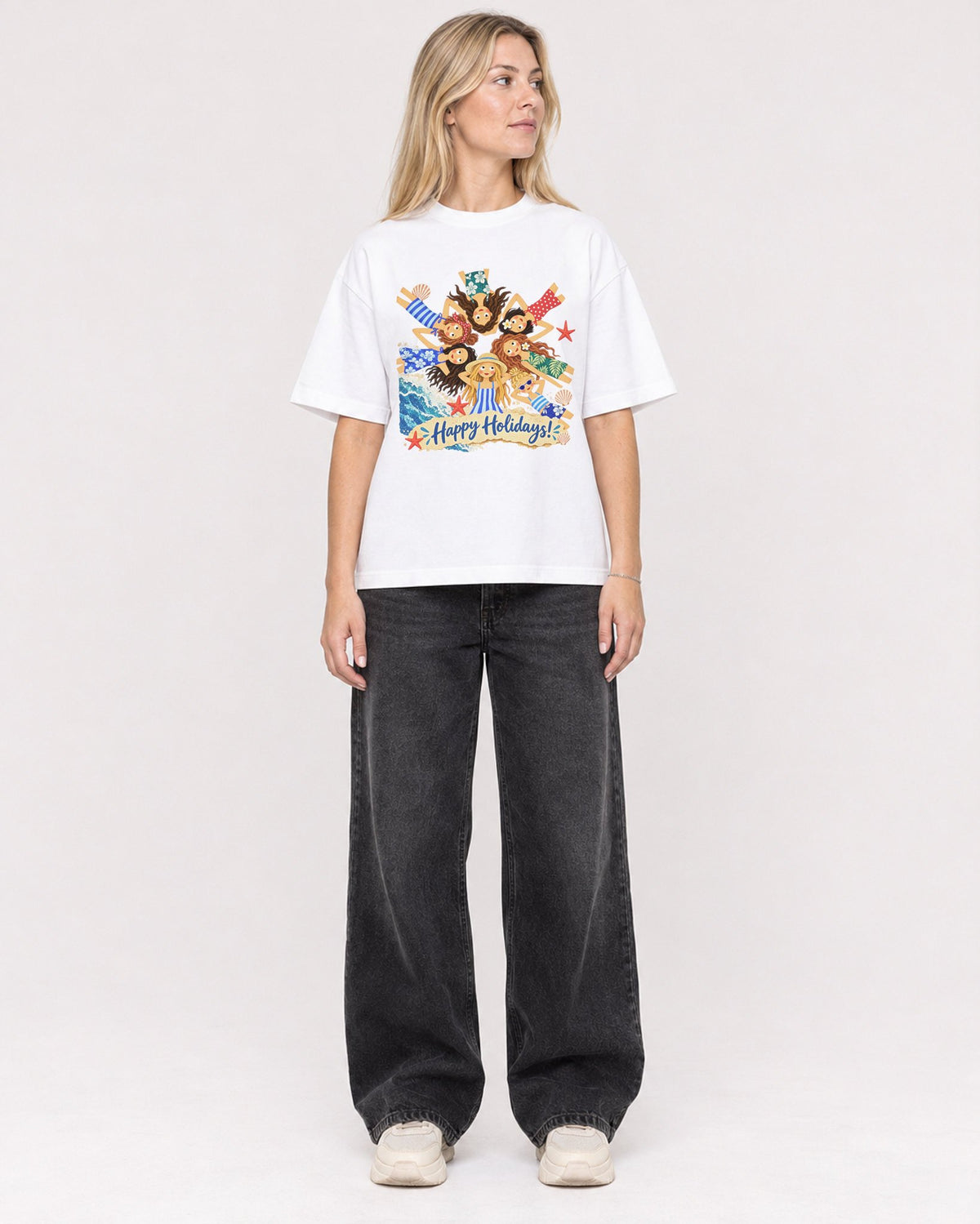 Mockup Boxy Heavyweight Tee White female full-body 08