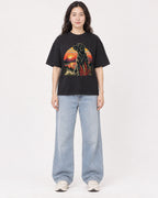 Mockup Boxy Heavyweight Tee Black female full-body 03