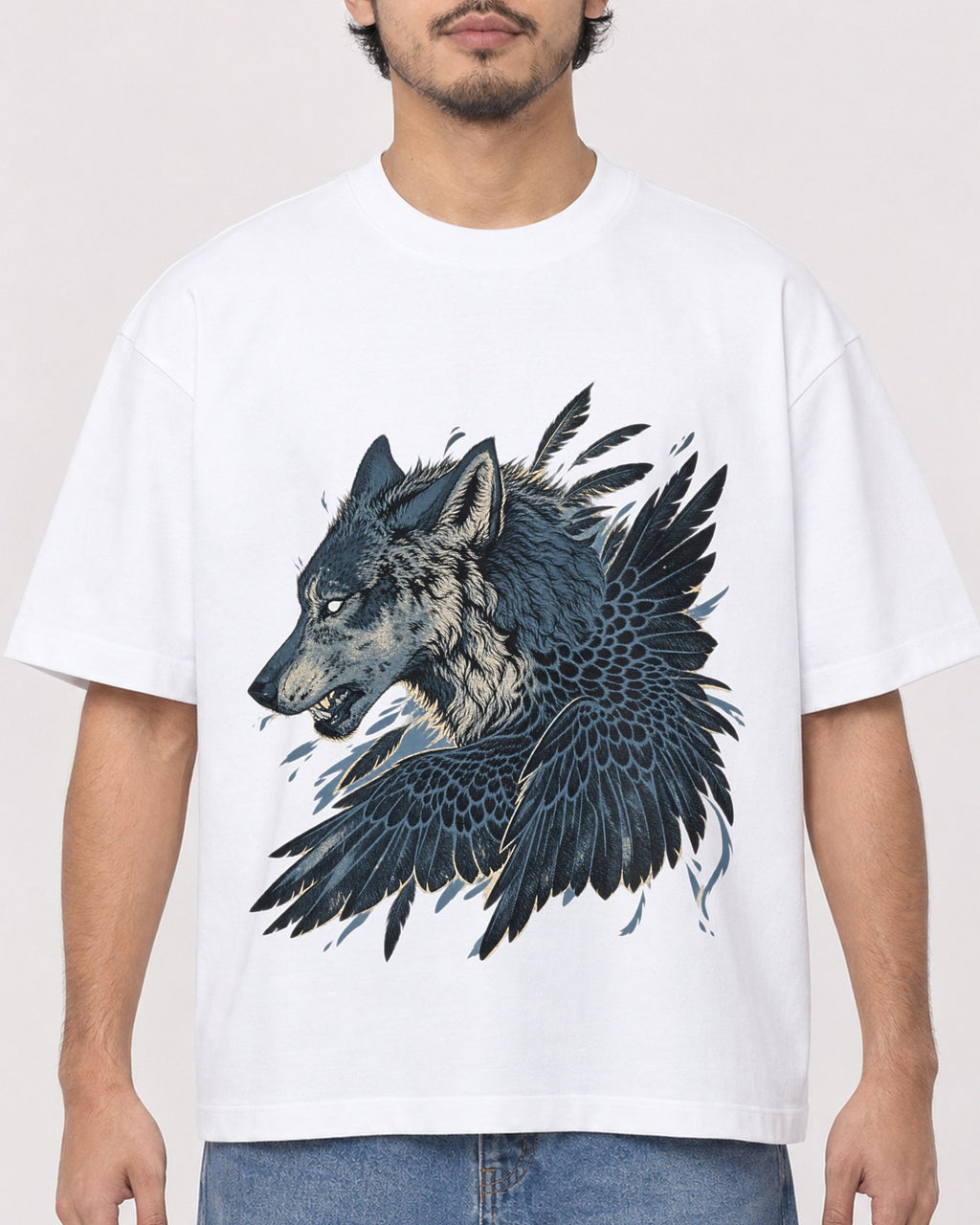 Mockup Boxy Heavyweight Tee White male close-up 02