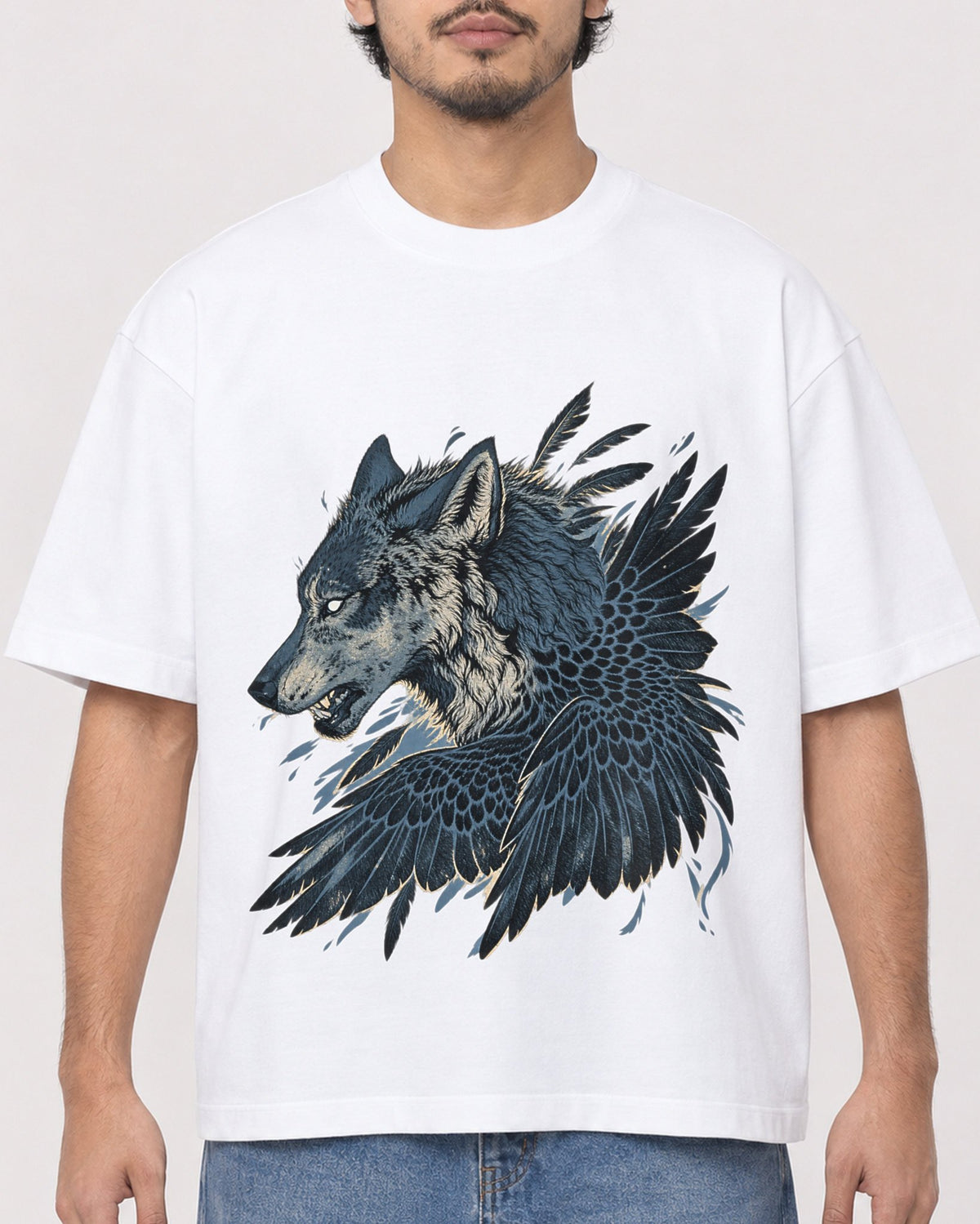 Mockup Boxy Heavyweight Tee White male close-up 02