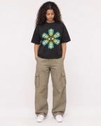 Mockup Boxy Heavyweight Tee Black female full-body 10