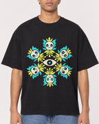 Mockup Boxy Heavyweight Tee Black male close-up 10