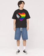 Mockup Boxy Heavyweight Tee Black male full-body 03
